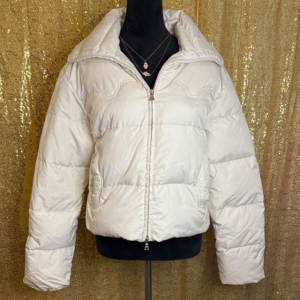 Guess Women's Cream Puffer Jacket 55 % down cluster and 45 % feathers